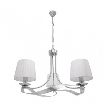 Distribuidor - Lâmpadas Diversas | Lâmpadas Clássicas | LAMPARA BAEZA 3XE14 CROMO PANTALLA BLANCA REGX52X52 CM Ref: 201953020